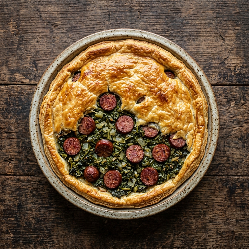 Grünkohl-Pie mit Kochwurst
